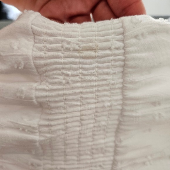 Jessica Simpson Maxi Dress Womens S White Swiss Dot Puff Sleeve Cotton Boho Lace - Picture 15 of 15